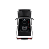 Panda two-tone CRUZ Mini Carmel electric mini car, single-seat cockpit, top-down view.