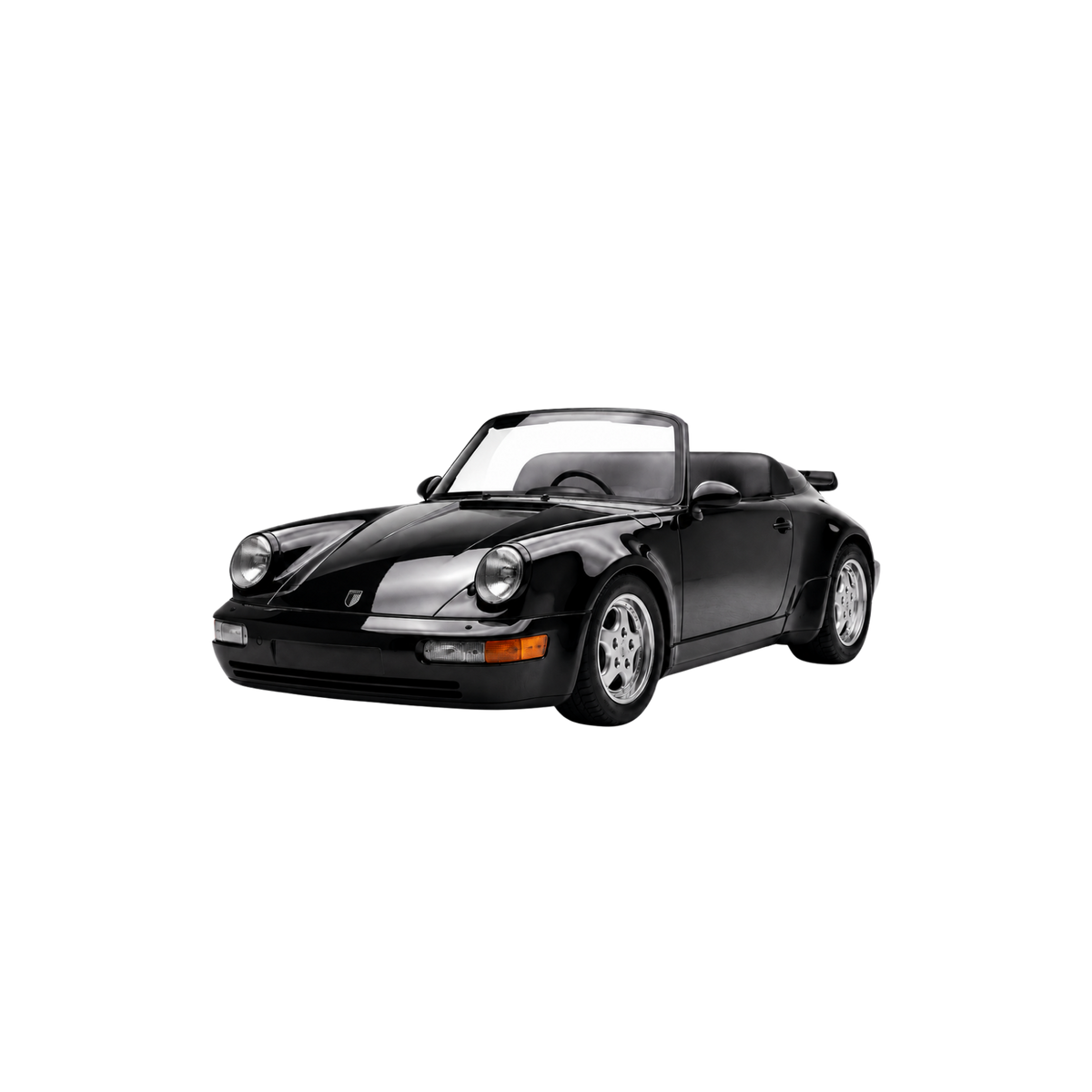 Black CRUZ Mini Monterey electric mini car, front three-quarter view.