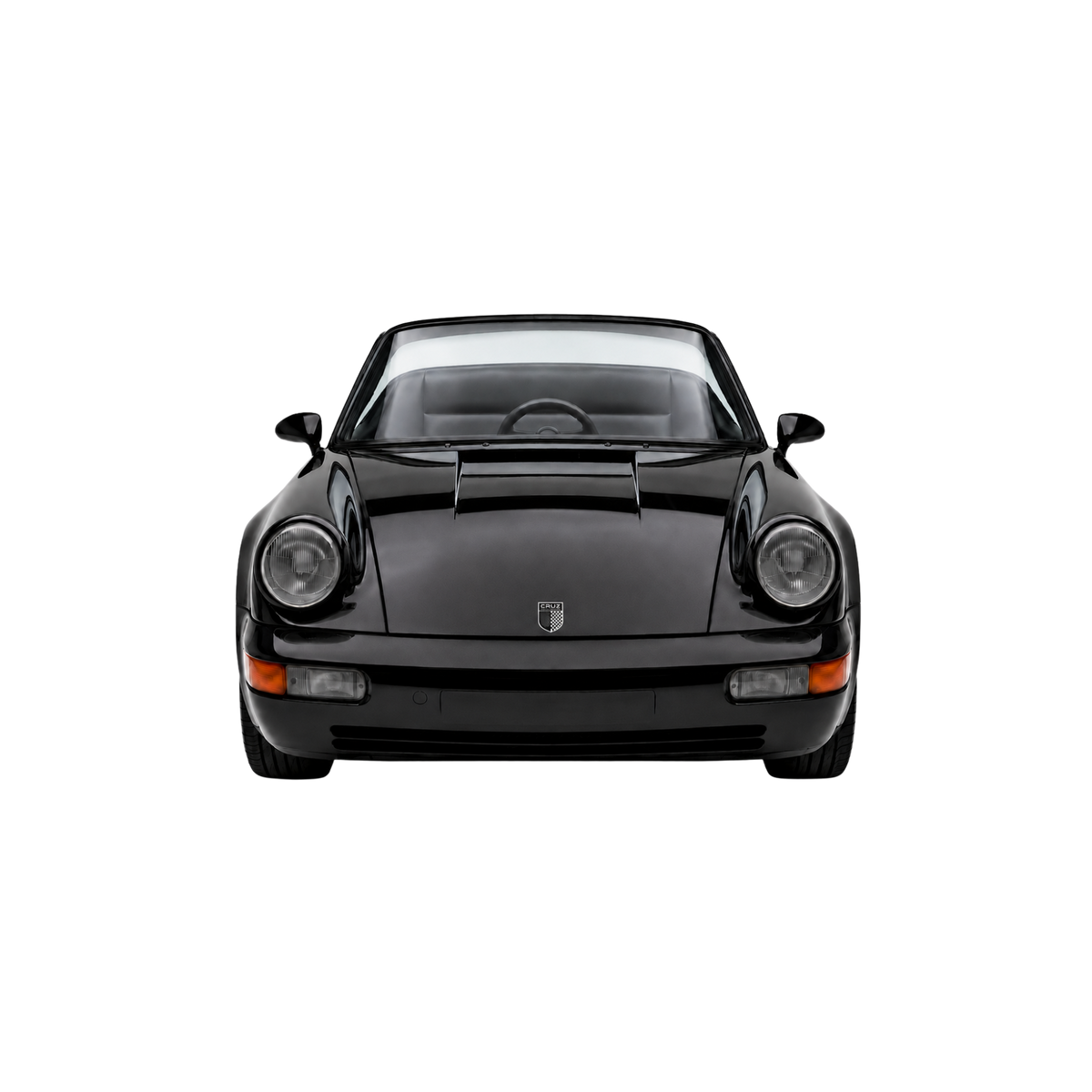 Black CRUZ Mini Monterey electric mini car, front view.