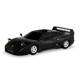 Gloss black CRUZ Mini Pebble electric mini car, front three-quarter view.