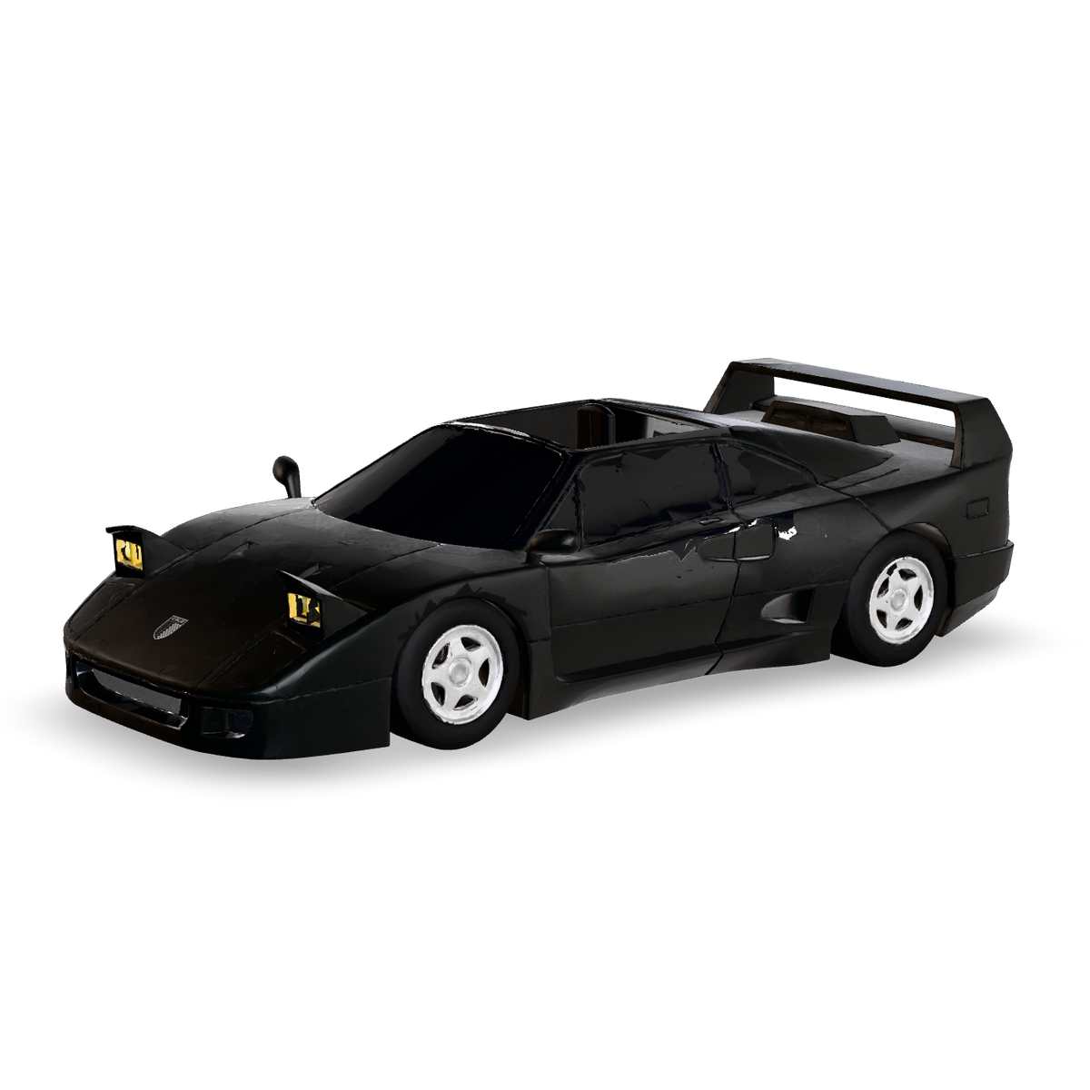 Gloss black CRUZ Mini Pebble electric mini car, front three-quarter view.