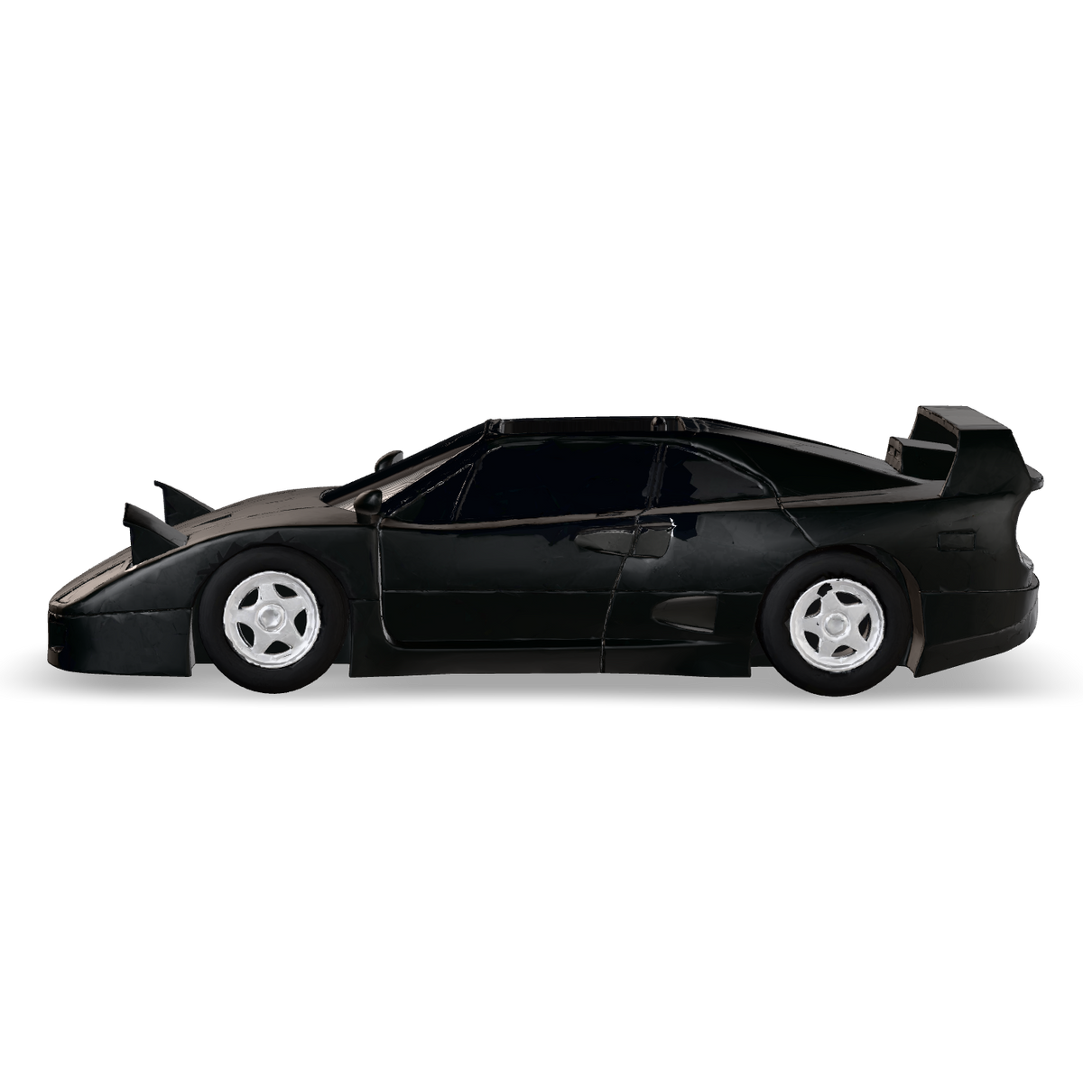 Gloss black CRUZ Mini Pebble electric mini car, side profile.
